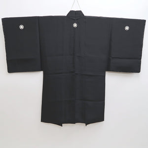 Men's Haori Vintage(1950-1980) Black Montsuki Habutae Silk #9826B1