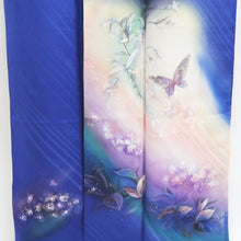 Load image into Gallery viewer, Kimono Blue Butterfly Hand painted Silk #9665J3
