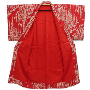 Juban Vintage(1920-1950) Red Shidare Ume Silk #10376F4