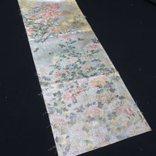 Load image into Gallery viewer, BB10011AB Silk Obi Fabric Chrysanthemum Butterfly Gold Silver 84.6x11.0in(215x28cm)
