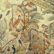 Load image into Gallery viewer, Fukuro Obi Gold Heian Period Aristocrats Silk BB269V5
