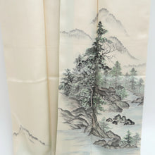 Load image into Gallery viewer, Kimono Cream white Landscape Tall Silk #9944B5
