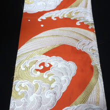 Load image into Gallery viewer, BB10091AF Silk Obi Fabric Curling Wave Vermillion 79.9x11.0in(203x28cm)
