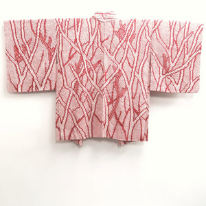 Haori Jacket Vintage(1950-1980) Reddish Pink Full Shibori Tree Silk #10168D4