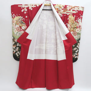 Furisode Red Gold Sakura Cherry Blossom Tall Silk #9686J4