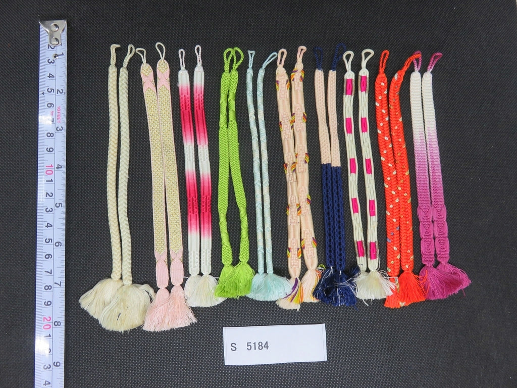 S#5184 Silk Haori Himo Flat Braid 10pcs Bundle Pack