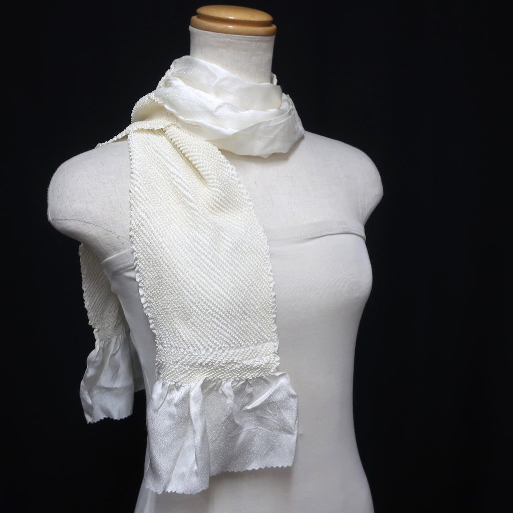 Silk Japanese Obiage Shibori White 46.5x5.9in(118x15cm) A#10032