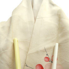 Load image into Gallery viewer, Furisode White Pink Plum blossom Branch Silk #10541B3
