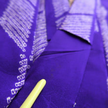 Load image into Gallery viewer, Kimono Vintage(1950-1980) Purple Shibori Yabane Silk #10263E4
