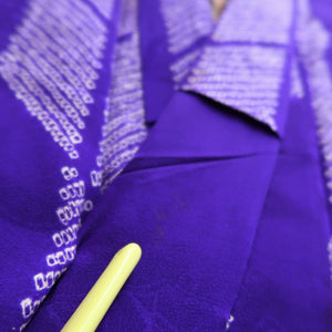 Kimono Vintage(1950-1980) Purple Shibori Yabane Silk #10263E4