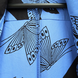 Yukata Vintage(1950-1980) Light Blue Black Butterfly Cotton #10482A5