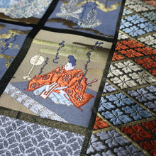 Load image into Gallery viewer, BB10021AC Silk Obi Fabric Heian Princess Dark Blue 51.6x11.0in(131x28cm)

