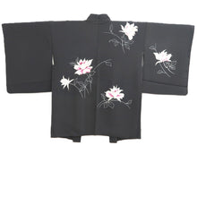 Load image into Gallery viewer, Haori Jacket Vintage(1950-1980) Black Hand painted Flower Silk #11060A3
