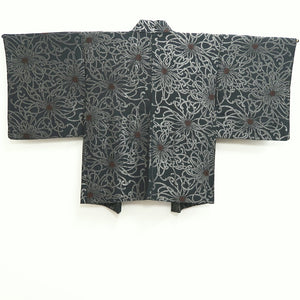 Haori Jacket Vintage(1950-1980) Black Silver Rangiku Silk #10183D5