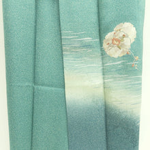 Load image into Gallery viewer, Kimono Light Green Fully Embroidered Camellia Silk #9655J2
