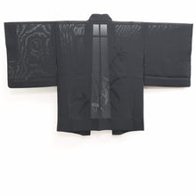 Load image into Gallery viewer, Haori Jacket Vintage(1950-1980) Black See-Through Leaves Silk #10629C3
