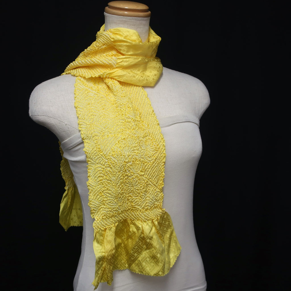 Silk Japanese Obiage Shibori Yellow 48.8x5.5in(124x14cm) A#10022