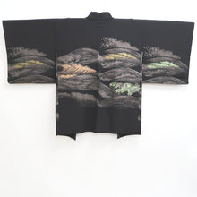 Load image into Gallery viewer, Haori Jacket Vintage(1950-1980) Black Gold Silver Wave Silk #10980F3
