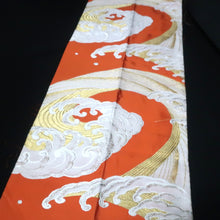 Load image into Gallery viewer, BB10091AF Silk Obi Fabric Curling Wave Vermillion 79.9x11.0in(203x28cm)
