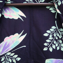 Load image into Gallery viewer, Yukata Vintage(1950-1980) Navy Peppermint Green Butterfly Cotton #10754D3
