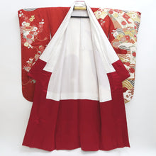 Load image into Gallery viewer, Furisode Red White Gold Noshi Peony Tall Silk #9696J4
