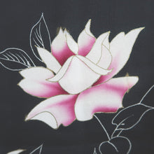 Load image into Gallery viewer, Haori Jacket Vintage(1950-1980) Black Hand painted Flower Silk #11060A3
