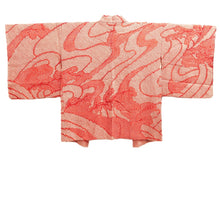 Load image into Gallery viewer, Haori Jacket Vintage(1950-1980) Light Red Full Shibori Curling Wave Silk #10569B5
