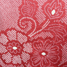 Load image into Gallery viewer, Haori Jacket Vintage(1950-1980) Red Shibori Peony Silk #10609C2

