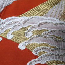 Load image into Gallery viewer, BB10091AF Silk Obi Fabric Curling Wave Vermillion 79.9x11.0in(203x28cm)
