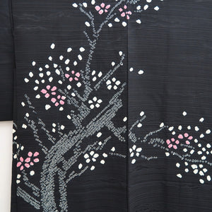 Haori Jacket Vintage(1950-1980) Black Shibori Tree Silk #9736A2