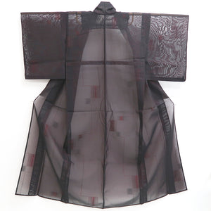 Kimono Vintage(1950-1980) Black Red See-Through Silk #10271E4