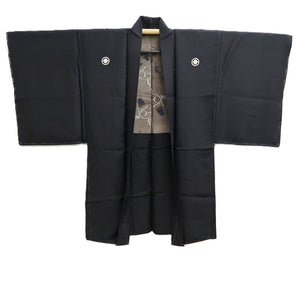 Men's Haori Vintage(1950-1980) Black Montsuki Silk #10420A2