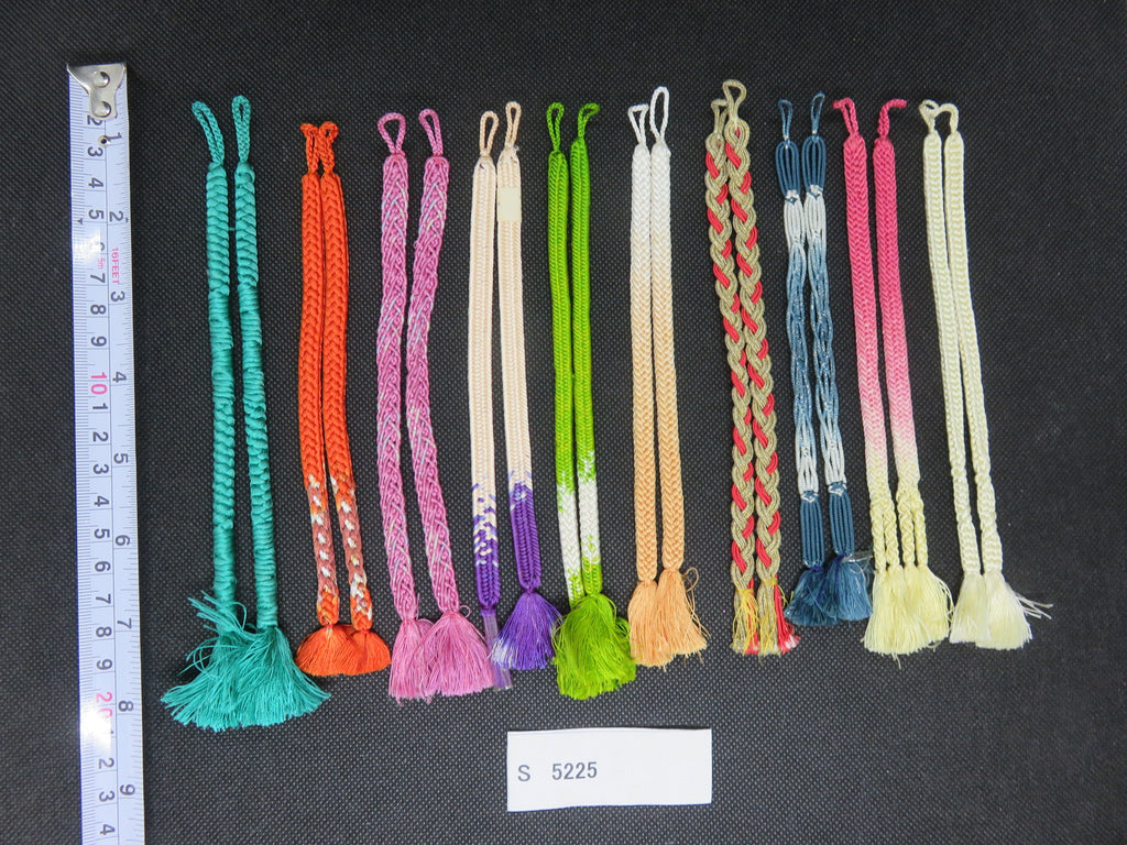 S#5225 Silk Haori Himo Flat Braid 10pcs Bundle Pack