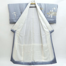 Load image into Gallery viewer, Kimono Blueish Gray Cherry Blossom Chrysanthemum Tall Silk #9933B5
