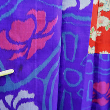 Load image into Gallery viewer, Haori Jacket Vintage(1920-1950) Blueish Purple Meisen Floral pattern Silk #11050A3
