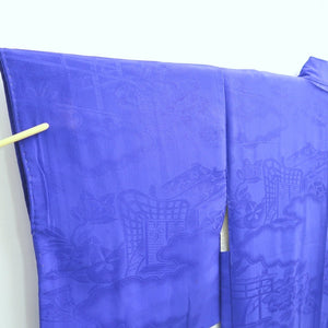 Haori Jacket Vintage(1920-1950) Blue Rinzu Long Silk #9631J1