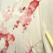 Load image into Gallery viewer, Furisode White Pink Plum blossom Branch Silk #10541B3
