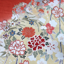 Load image into Gallery viewer, KK1427A1 Silk Kimono Fabric Vintage(1950-1980) Phoenix Yellow brown 83.9x13.4in(213x34cm)
