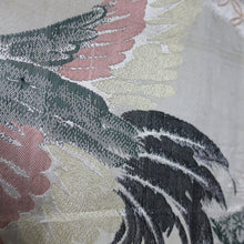 Load image into Gallery viewer, BB10041AD Silk Obi Fabric Crane Birds Gold Black 84.6x11.0in(215x28cm)

