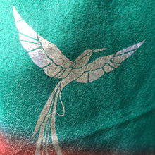Load image into Gallery viewer, Silk Japanese Obiage Bird Green Red 66.1x11.4in(168x29cm) A#10042
