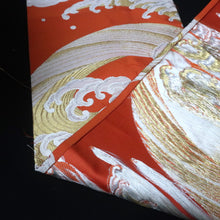 Load image into Gallery viewer, BB10091AF Silk Obi Fabric Curling Wave Vermillion 79.9x11.0in(203x28cm)
