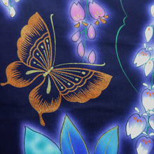 Load image into Gallery viewer, Yukata Navy Butterfly Cotton #10343F3
