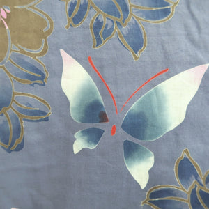 Yukata Gray Butterfly Tall Cotton #10472A5