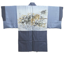 Load image into Gallery viewer, Men's Haori Vintage(1950-1980) Blue Black Tiger Silk #10647C4
