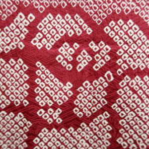 Haori Jacket Vintage(1950-1980) Red Full Shibori Peony Silk #10213E1