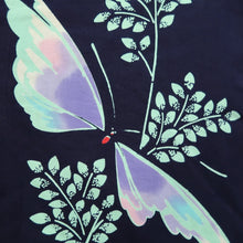 Load image into Gallery viewer, Yukata Vintage(1950-1980) Navy Peppermint Green Butterfly Cotton #10754D3
