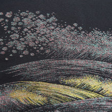 Load image into Gallery viewer, Haori Jacket Vintage(1950-1980) Black Gold Silver Wave Silk #10980F3
