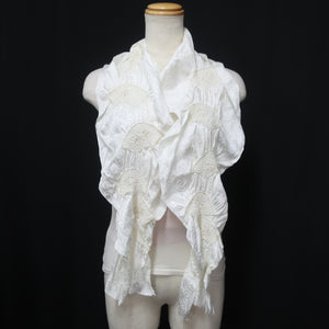 Silk Japanese Obiage Shibori White 52.8x5.1in(134x13cm) A#10012