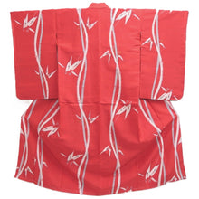 Load image into Gallery viewer, Kimono Vintage(1920-1950) Red Meisen Bamboo Silk #10765D4
