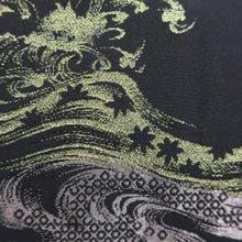 Load image into Gallery viewer, Haori Jacket Vintage(1950-1980) Black Gold Silver Curling Wave Silk #9861B2
